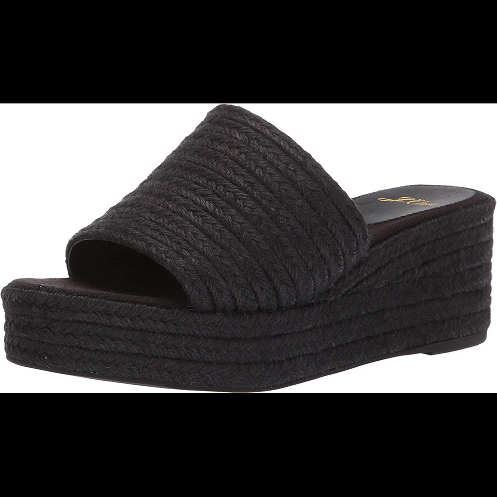 Jcrew black espadrille platform, never worn size 9
